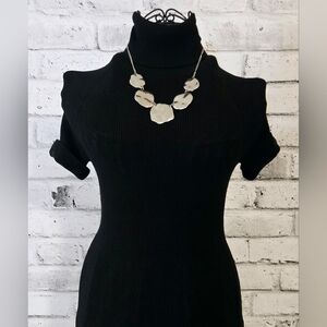 Silver Tone Hammered Modern Organic Statement Bib Necklace